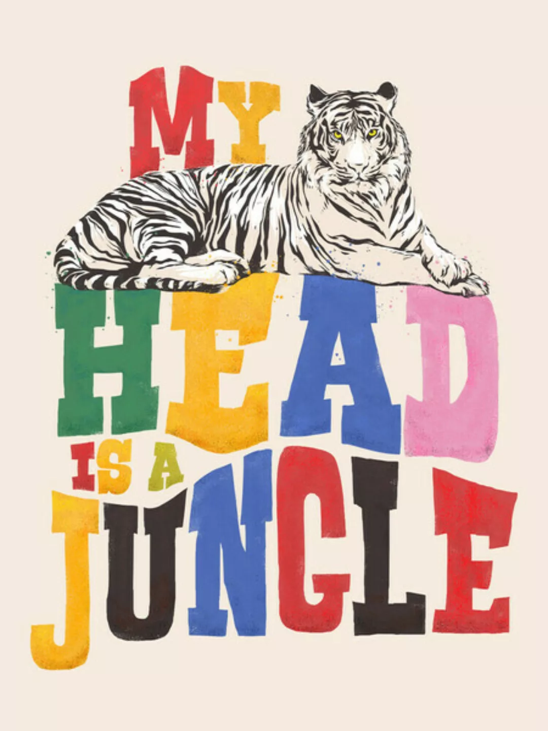 Poster / Leinwandbild - My Head Is A Jungle - Tiger Colorful Type günstig online kaufen