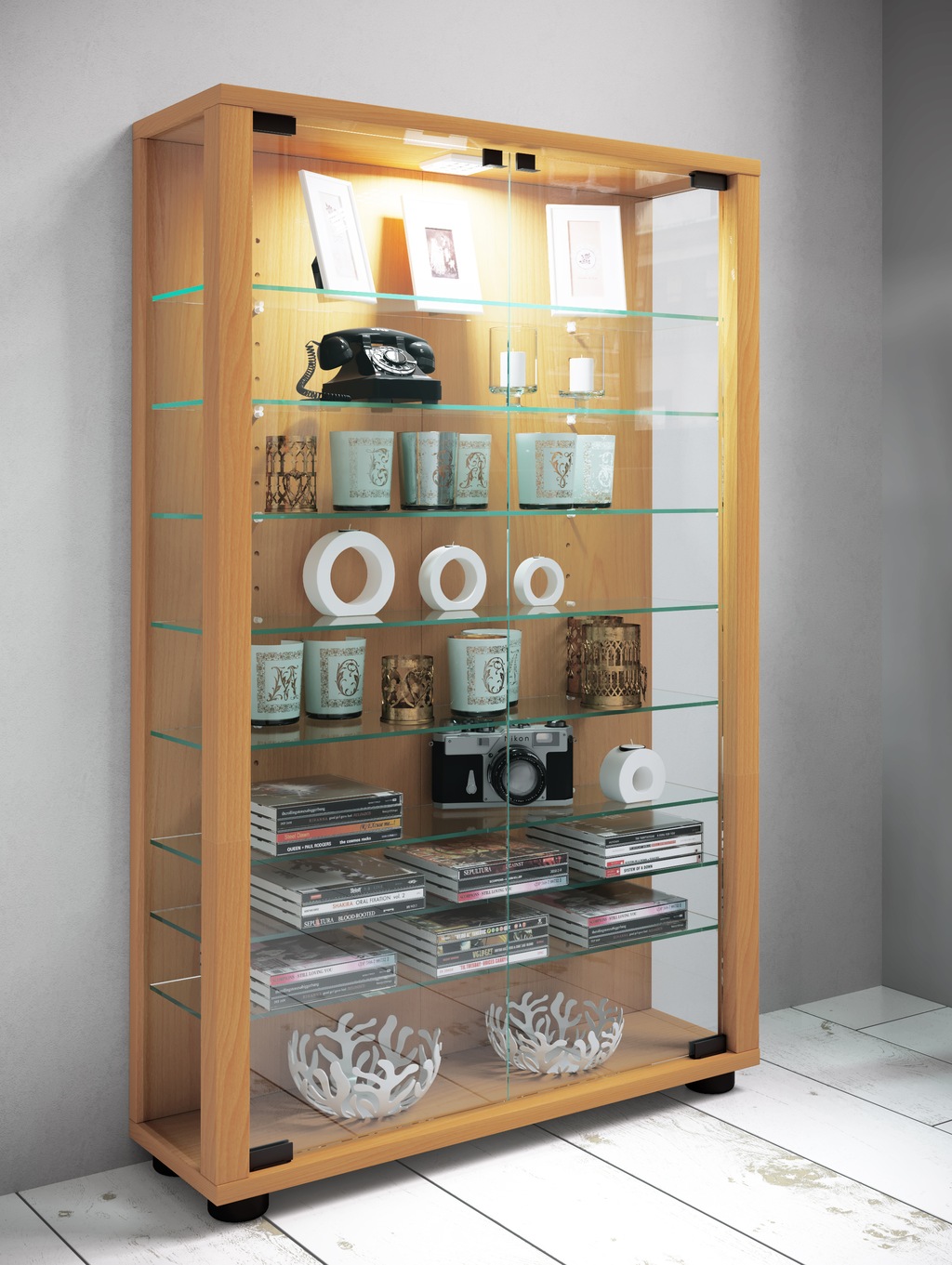 VCM Vitrine "VCM Glasvitrine stehend  Vitrine Glas mit ESG-Sicherheitsglas günstig online kaufen