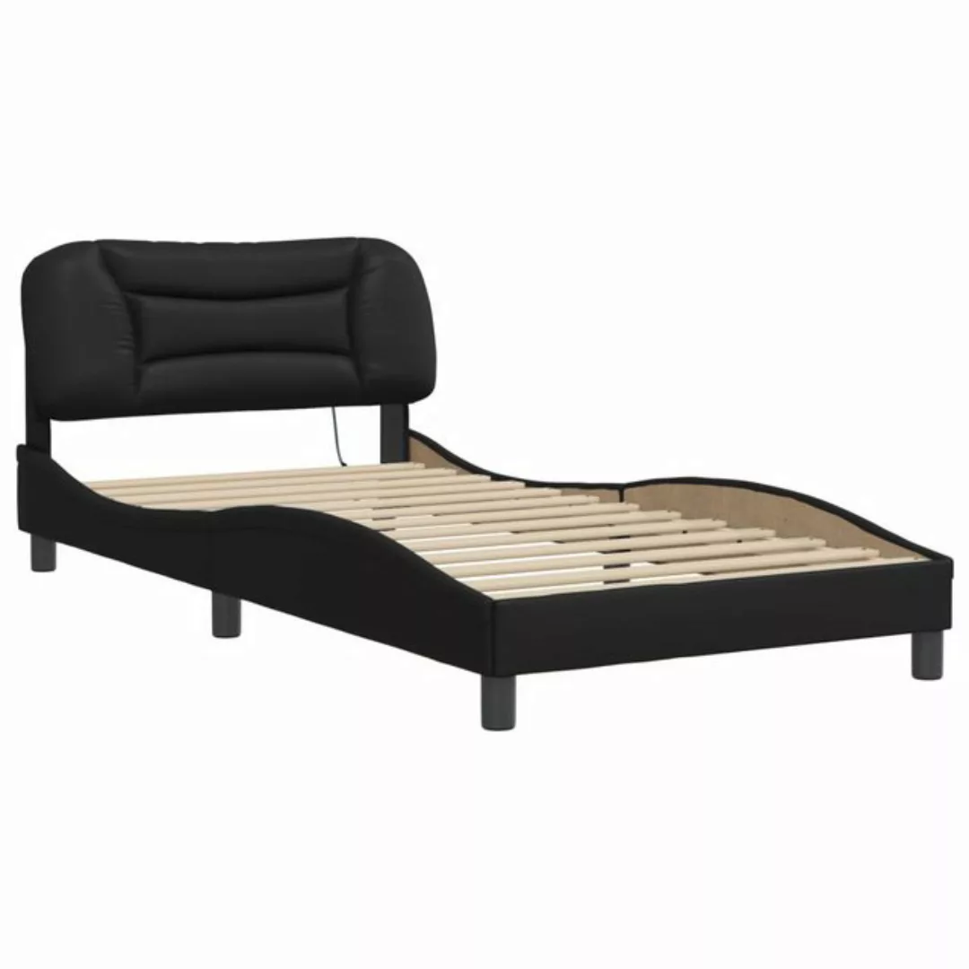 vidaXL Bett Bettgestell mit LED Schwarz 100x200 cm Kunstleder günstig online kaufen