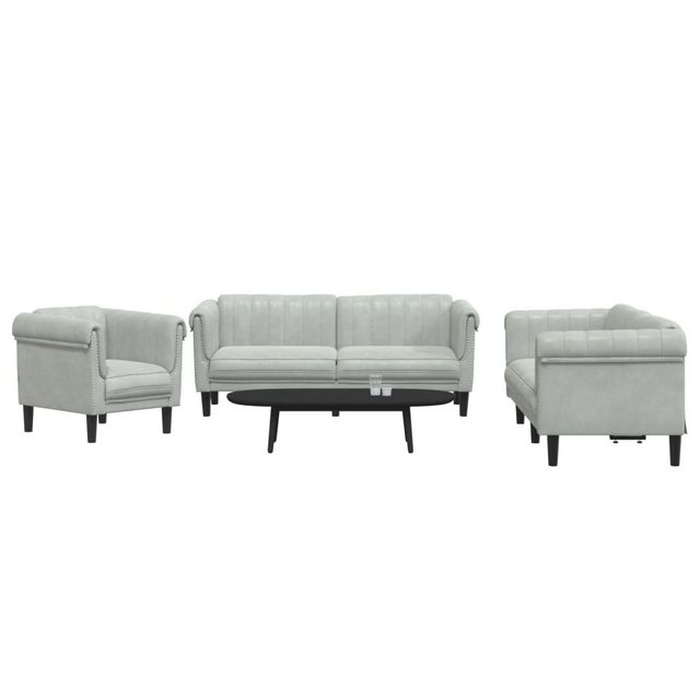 vidaXL Sofa 3-tlg. Sofagarnitur Hellgrau Samt günstig online kaufen