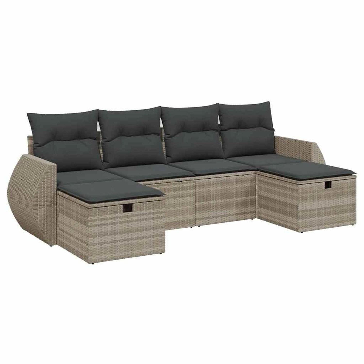vidaXL 6-Tlg Garten-Sofagarnitur mit Kissen Hellgrau Poly Rattan 3264168 günstig online kaufen