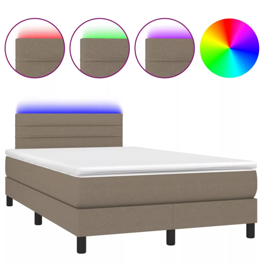 Vidaxl Boxspringbett Mit Matratze & Led Taupe 120x200 Cm Stoff günstig online kaufen