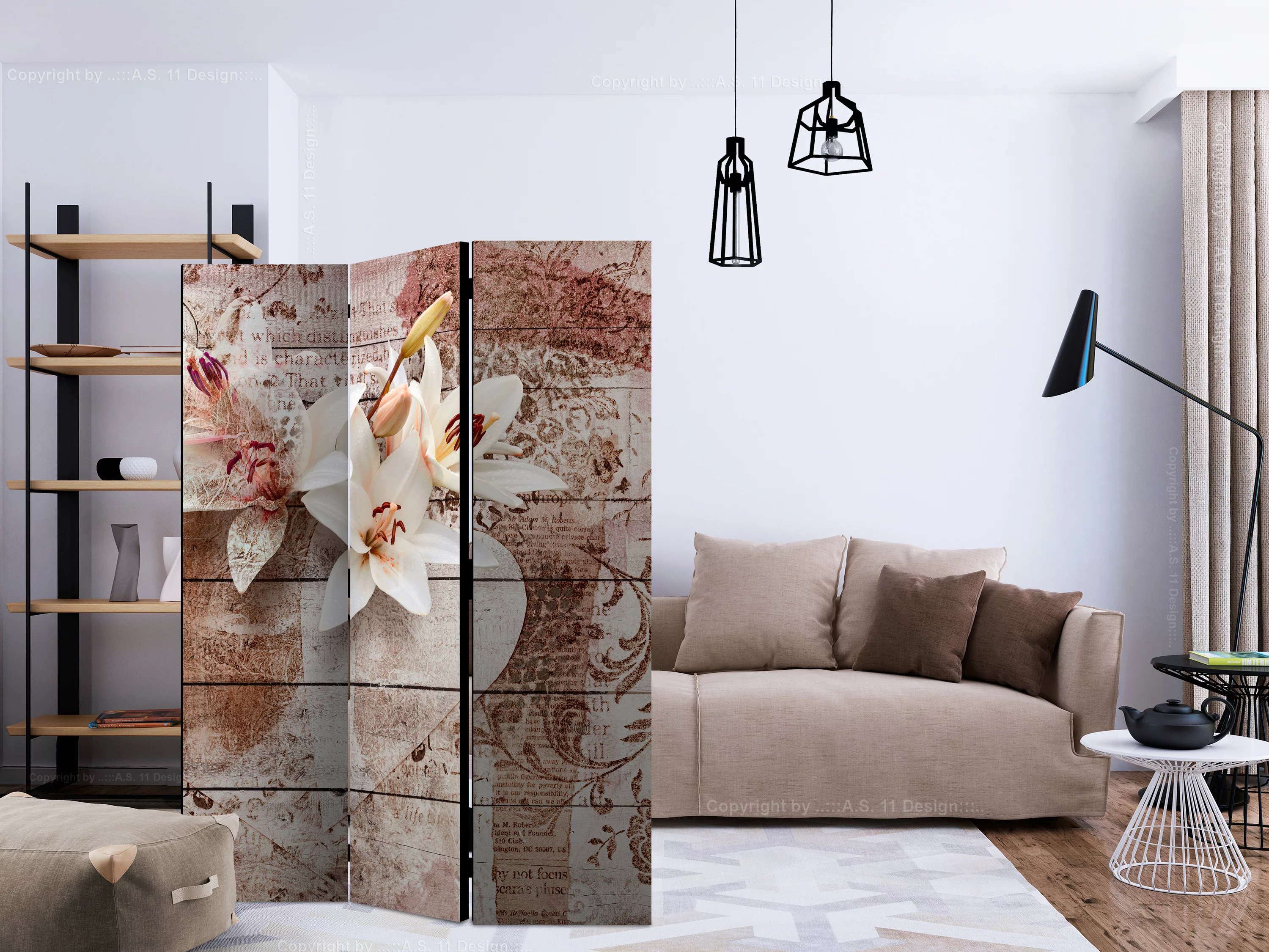 3-teiliges Paravent - Romantic Memories [room Dividers] günstig online kaufen