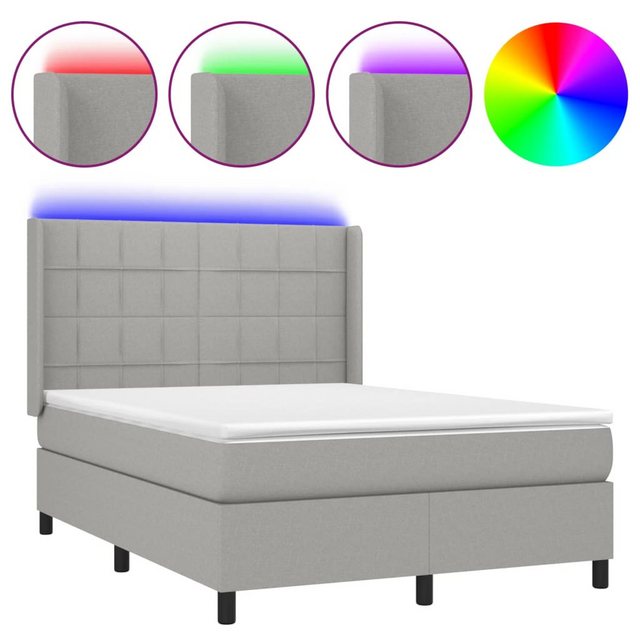 vidaXL Boxspringbett Boxspringbett mit Matratze und LED Stoff (140 x 200 cm günstig online kaufen