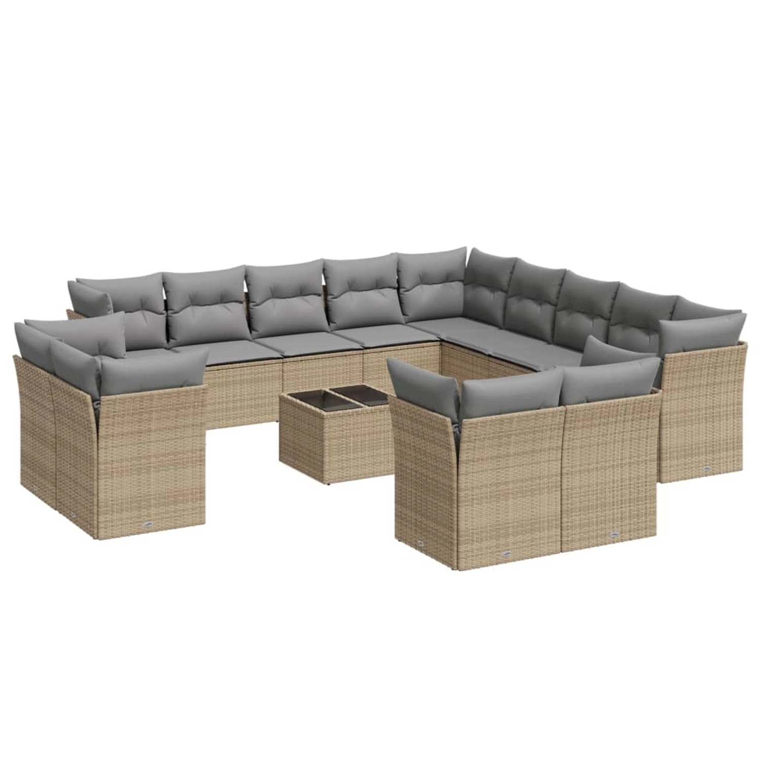 vidaXL 14-Tlg Garten-Sofagarnitur mit Kissen Beige Poly Rattan 3250398 günstig online kaufen