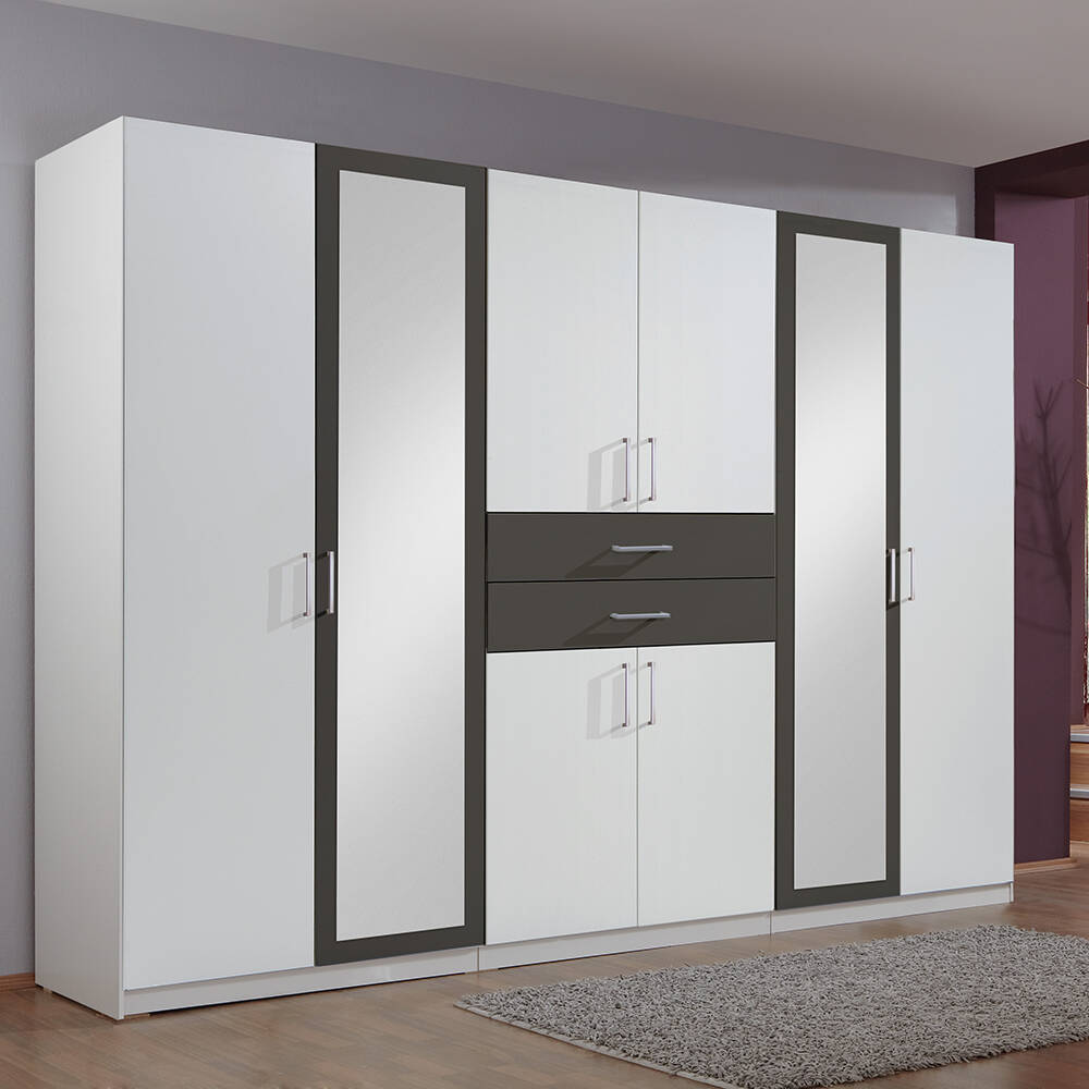 Kleiderschrank 270cm in weiß und graphit DUNMORE-43 günstig online kaufen