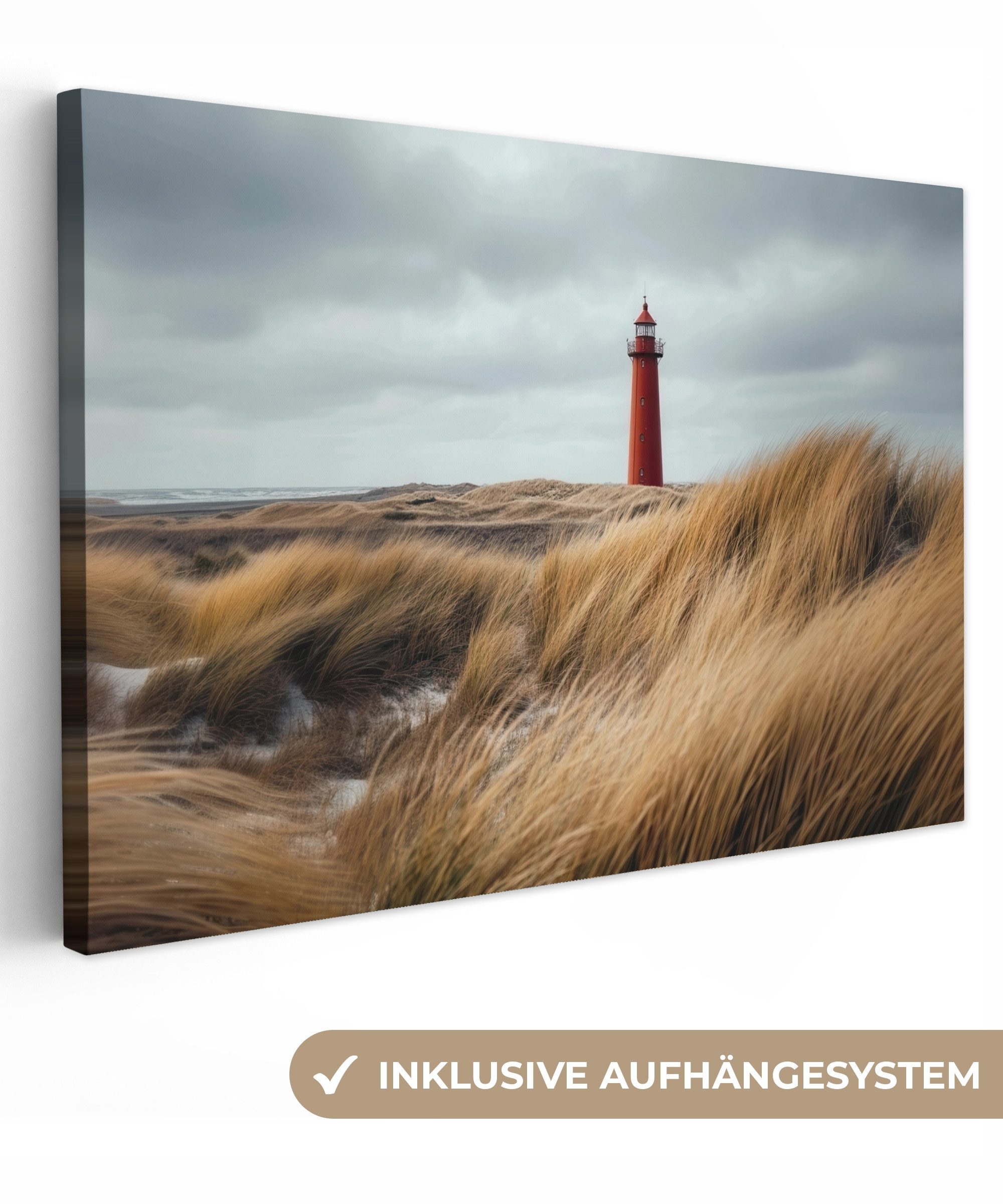 OneMillionCanvasses® Leinwandbild Dünen - Leuchtturm - günstig online kaufen