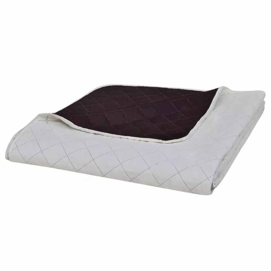 vidaXL Baumwollbettdecke Zweiseitige Tagesdecke Gesteppt Beige/Braun günstig online kaufen