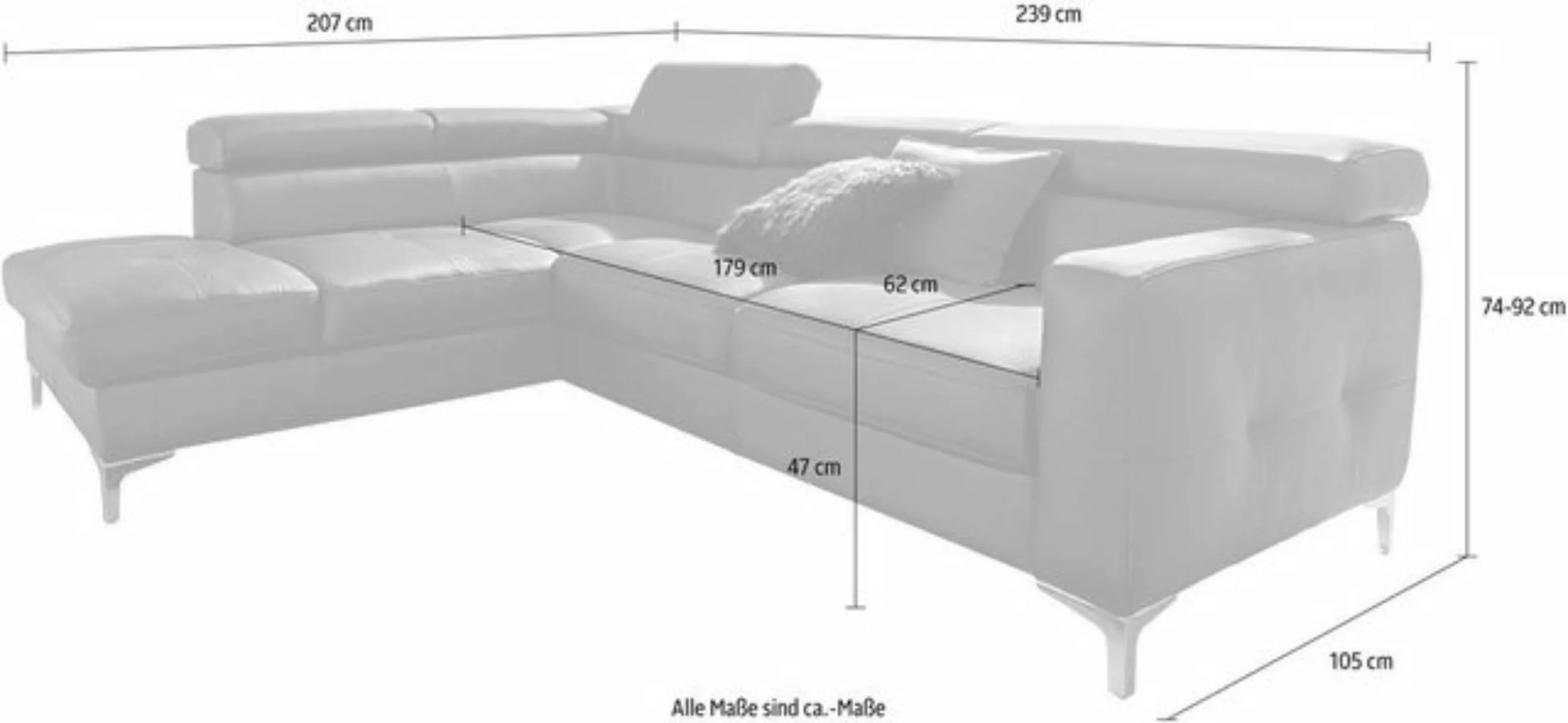 COTTA Ecksofa Sammy L-Form, inklusive Kopfstützen-Höhenverstellung, wahlwei günstig online kaufen