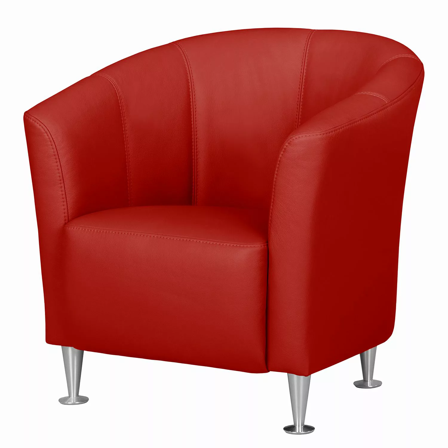 home24 Fredriks Sessel Minga Rot Echtleder 73x72x72 cm (BxHxT) günstig online kaufen