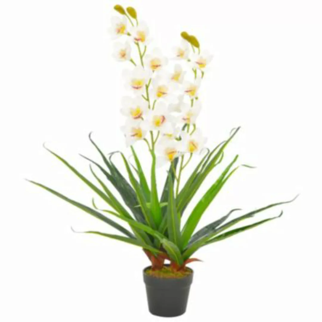 vidaXL Künstliche Orchidee mit Topf Weiß 90 cm Dekorationspflanze grün günstig online kaufen