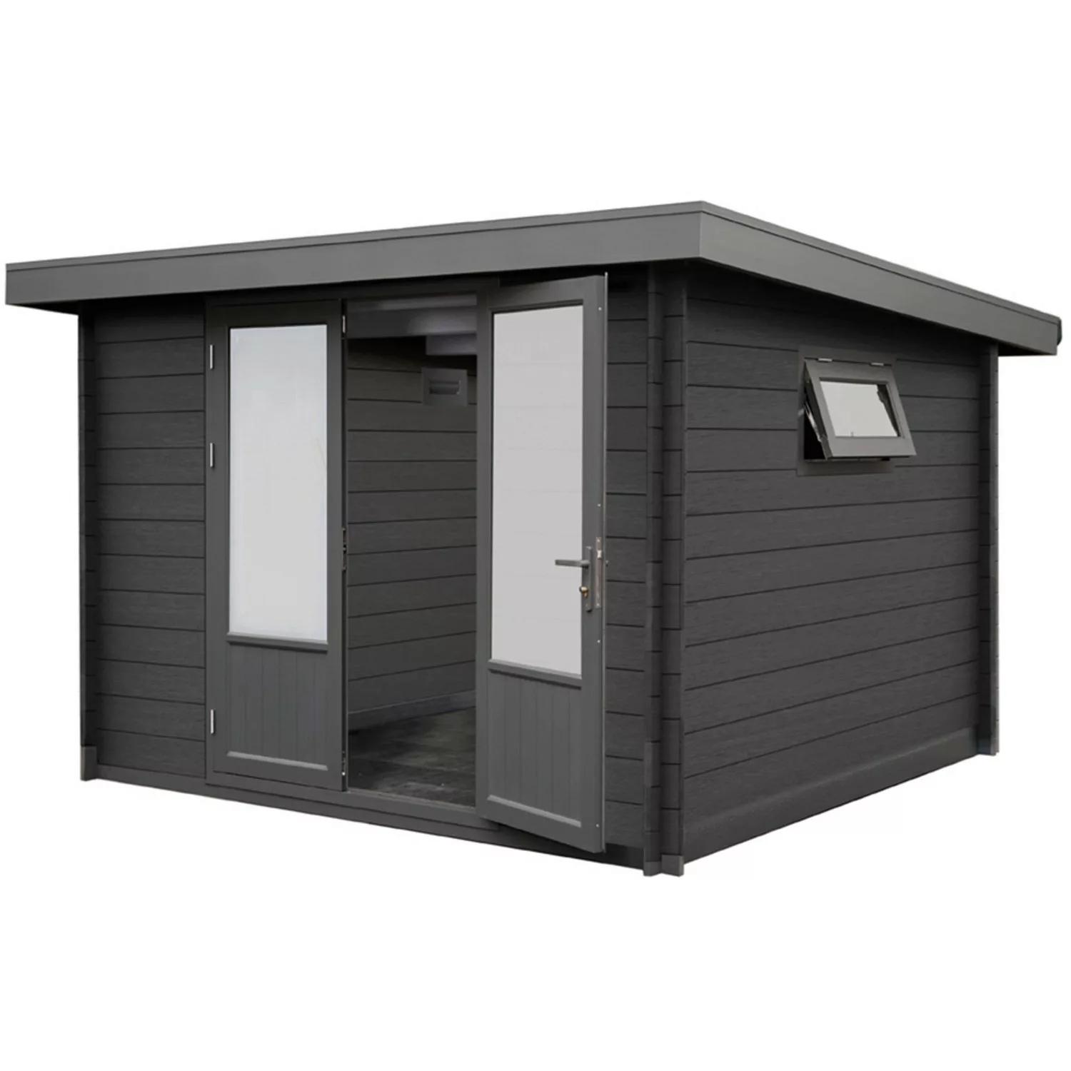 Wolff Finnhaus Gartenhaus WPC-Trend D Grau 287 cm x 287 cm günstig online kaufen