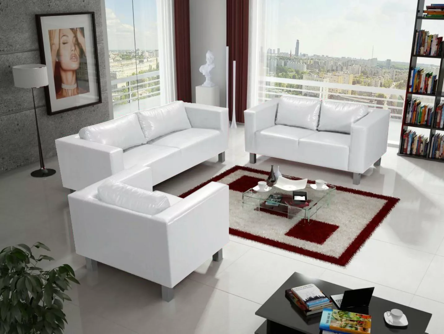 Fun Möbel Polstergarnitur Sofa-Set MAILAND 3-2-1 Sofagarnitur in Kunstleder günstig online kaufen
