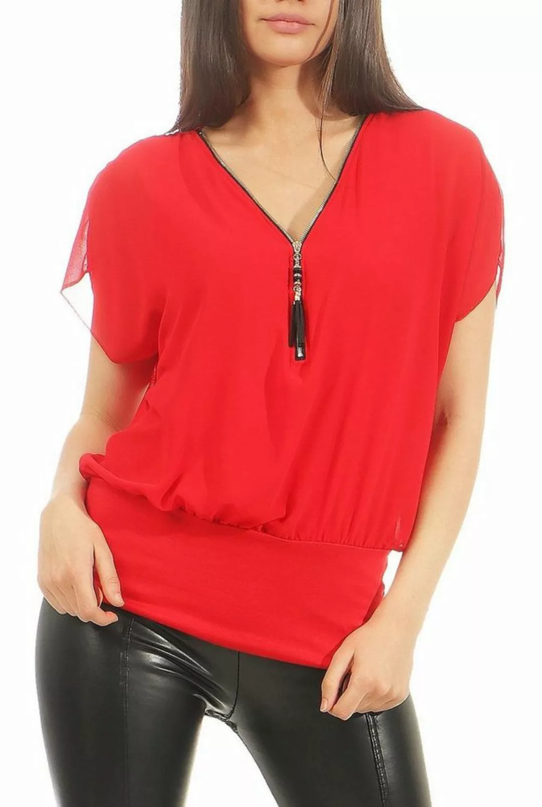 malito more than fashion Chiffonbluse 6298 Kurzarm Bluse günstig online kaufen