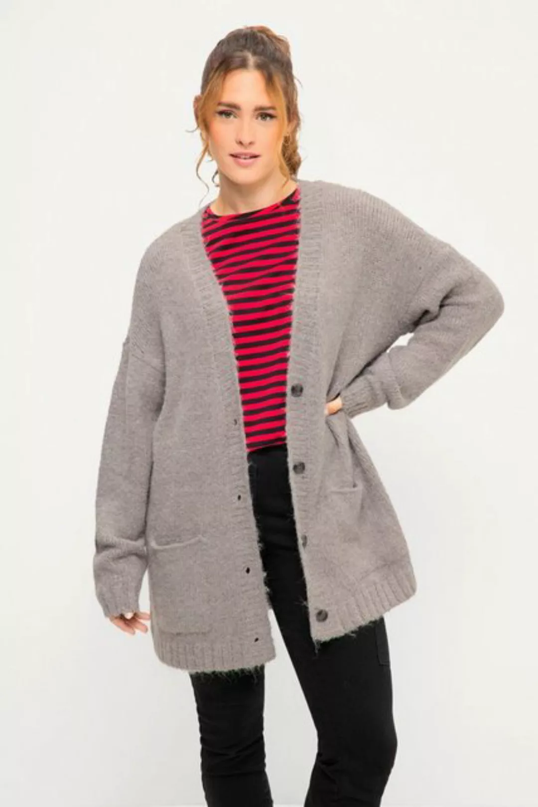 Studio Untold Strickjacke Strickjacke oversized V-Ausschnitt 2 Taschen günstig online kaufen