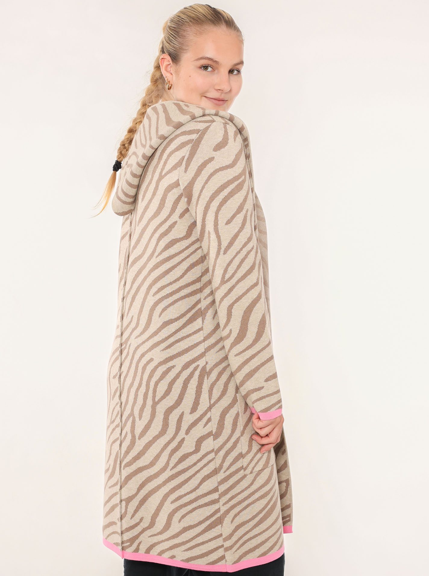 Zwillingsherz Strickjacke "Zebra" Animal-Muster, Kapuze, Langarm, günstig online kaufen