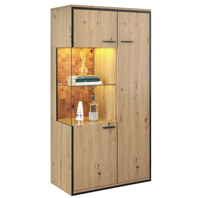 Sweiko Standvitrine (Vitrine mit LED-Beleuchtung und Glasböden) 150x78x40cm günstig online kaufen