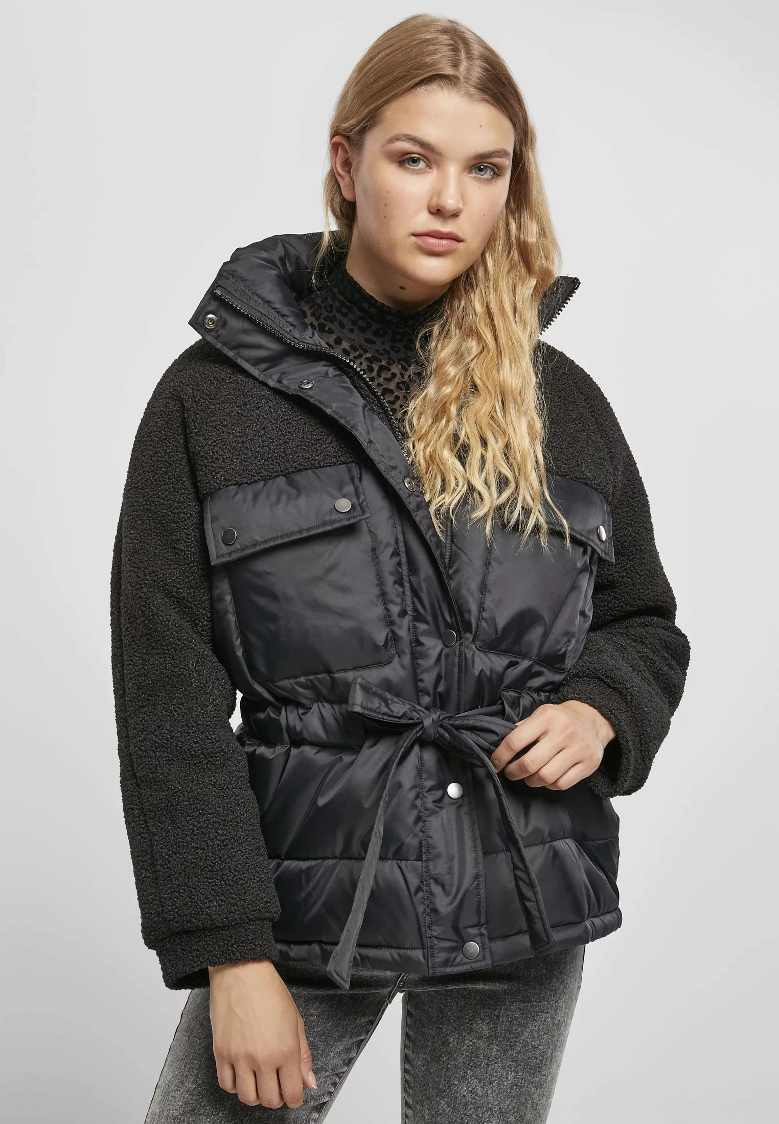 URBAN CLASSICS Winterjacke "Damen Ladies Sherpa Mix Puffer Jacket", (1 St.) günstig online kaufen