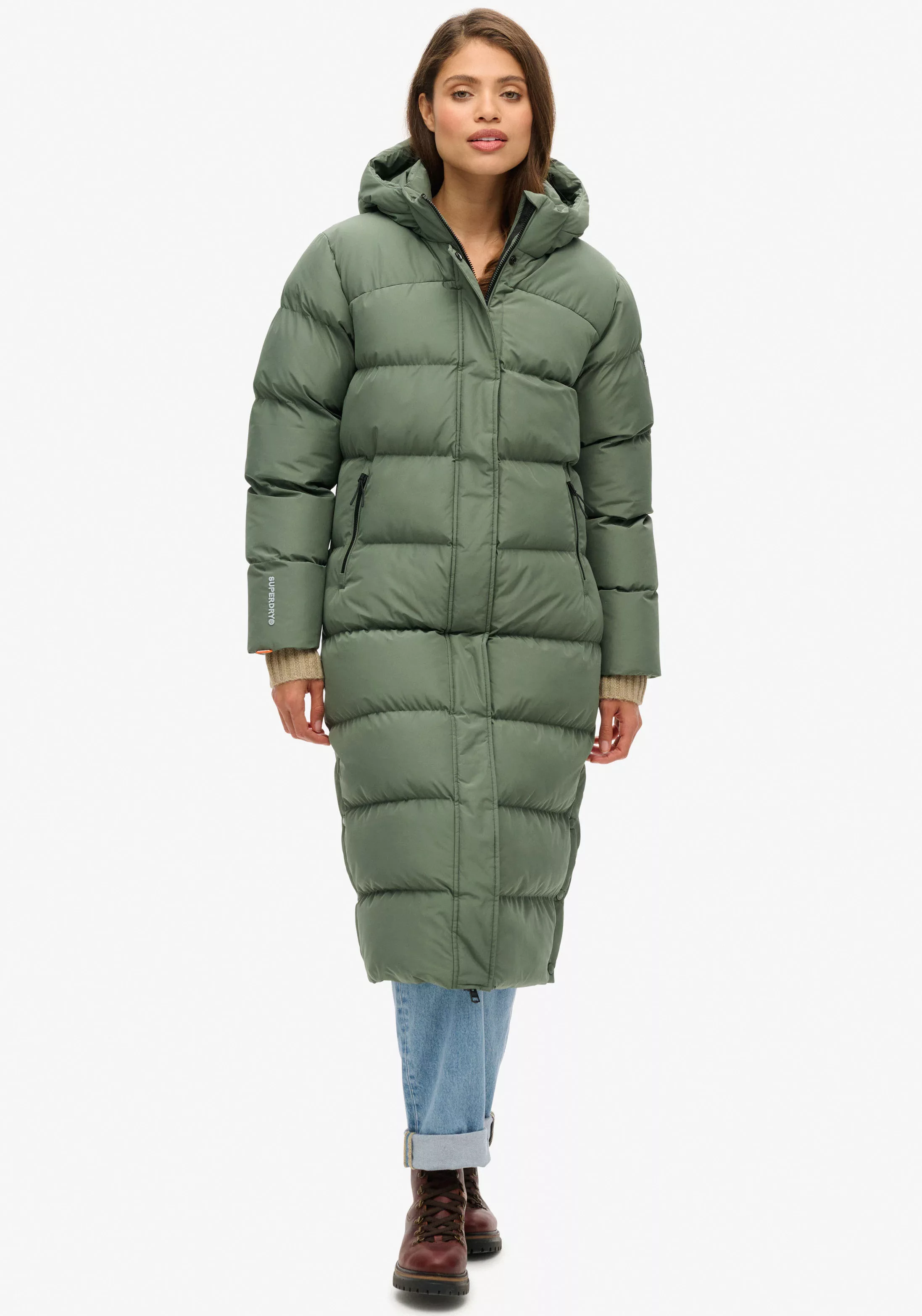 Superdry Steppjacke "HOODED LONGLINE SPORTS PUFFER", mit Kapuze günstig online kaufen