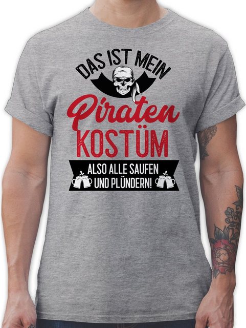 Shirtracer T-Shirt Das ist mein Piraten Kostüm - schwarz/rot Karneval & Fas günstig online kaufen