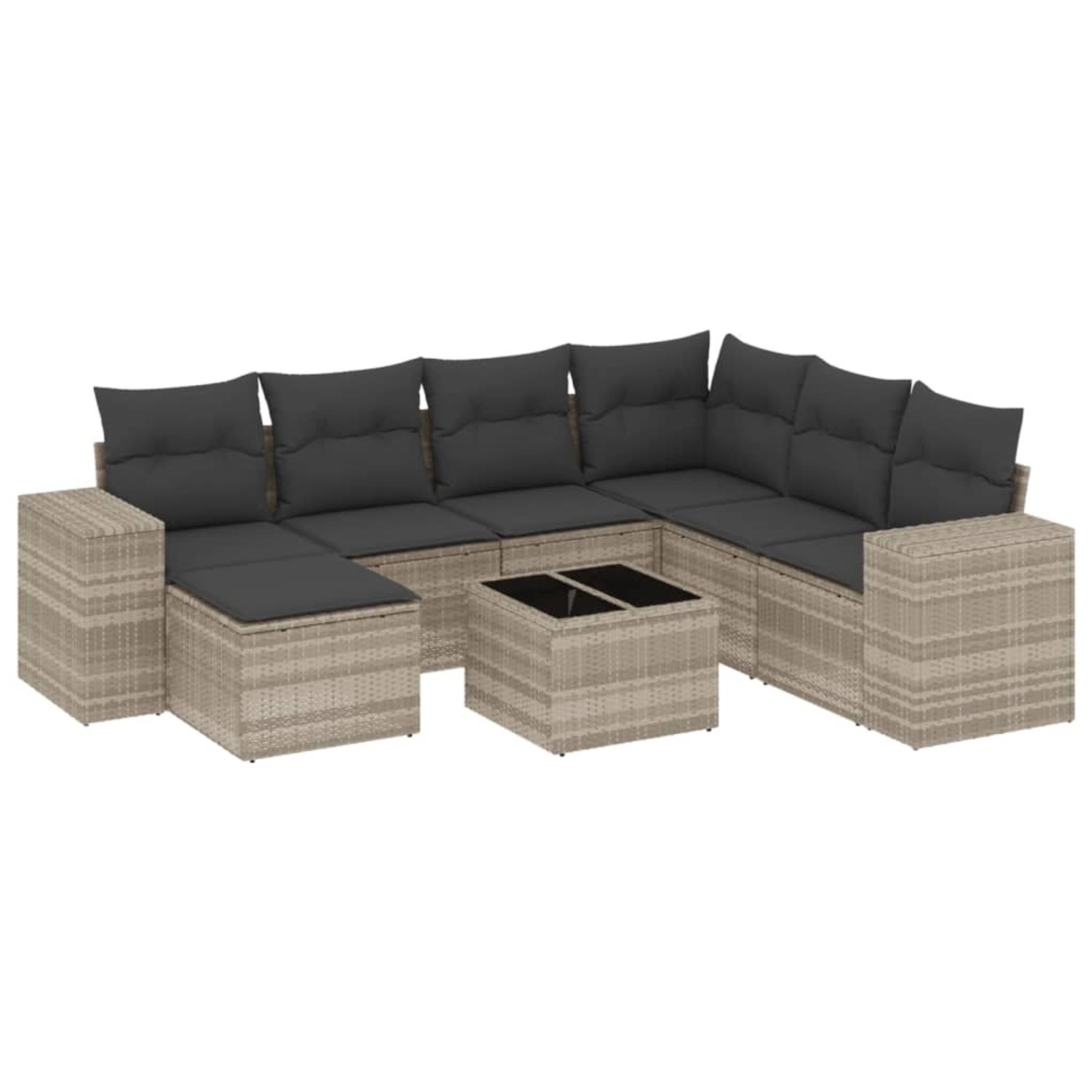 vidaXL 8-Tlg Garten-Sofagarnitur mit Kissen Hellgrau Poly Rattan 3255249 günstig online kaufen