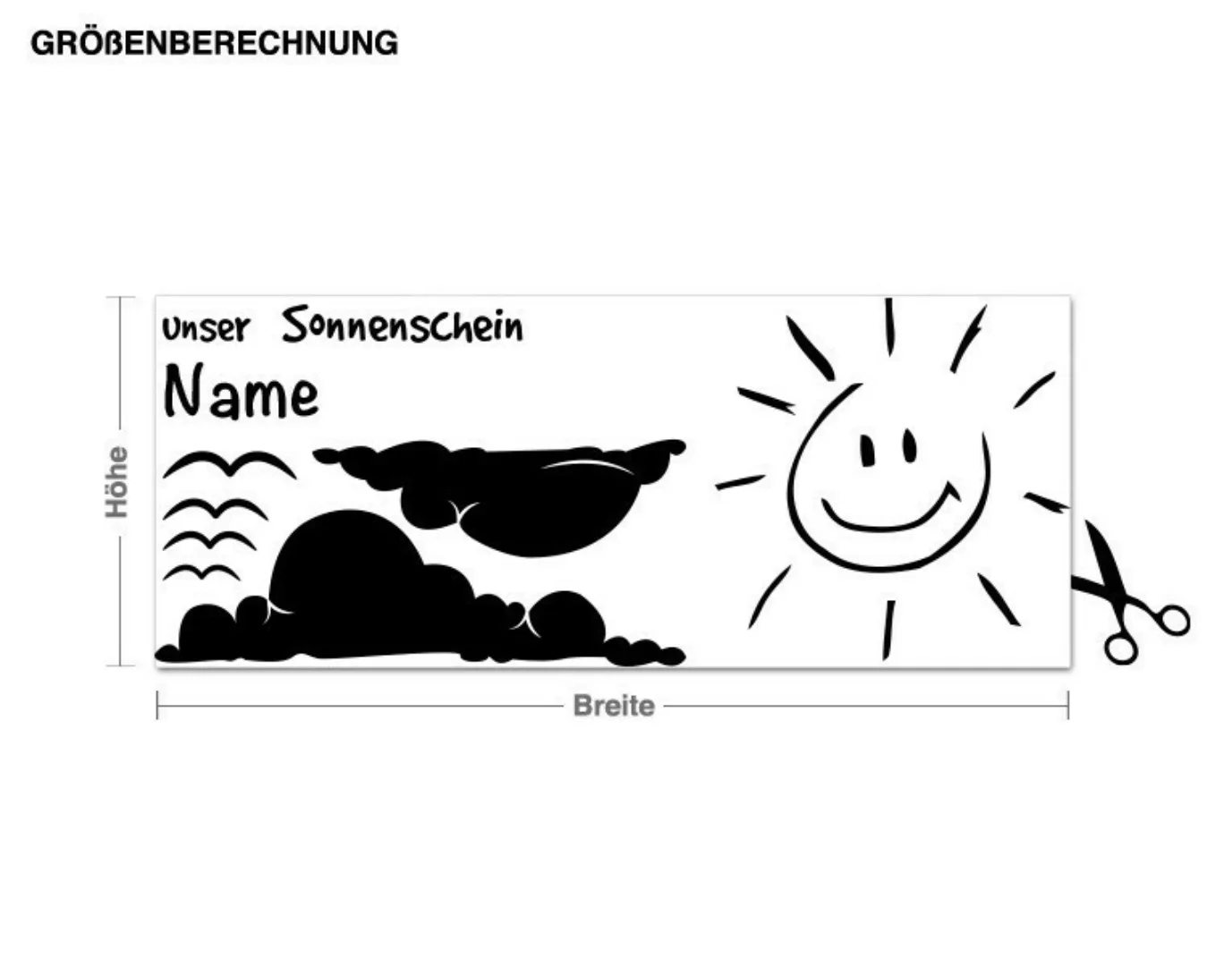 Wunschtext-Wandtattoo Kinderzimmer Wunschtext-Unser Sonnenschein günstig online kaufen