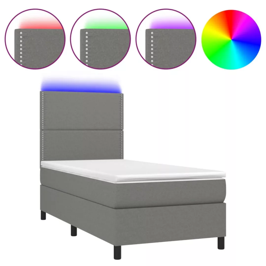Vidaxl Boxspringbett Mit Matratze & Led Dunkelgrau 80x200 Cm Stoff günstig online kaufen