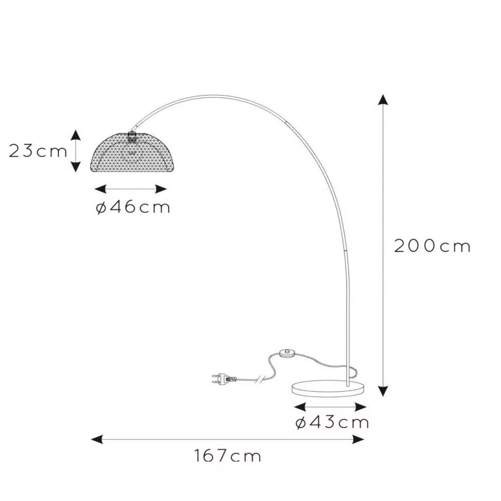 Stehleuchte Mesh, schwarz, Bogenlampe günstig online kaufen