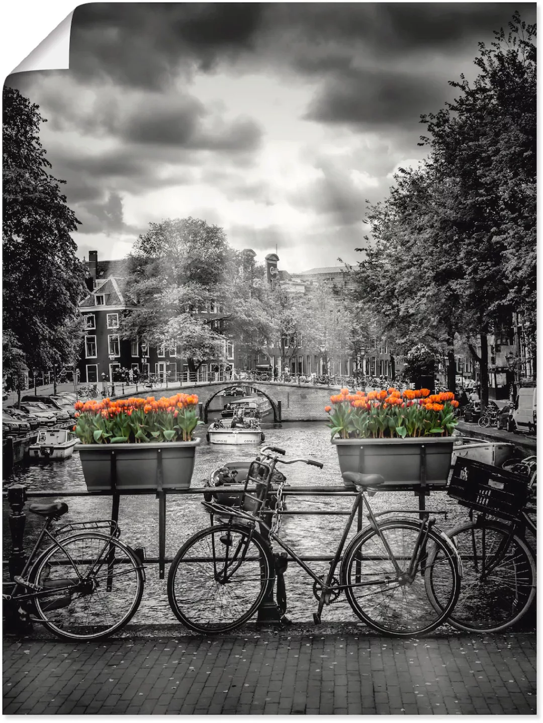 Artland Wandbild "Amsterdam Herengracht & Sonnenstrahlen", Fahrräder, (1 St günstig online kaufen