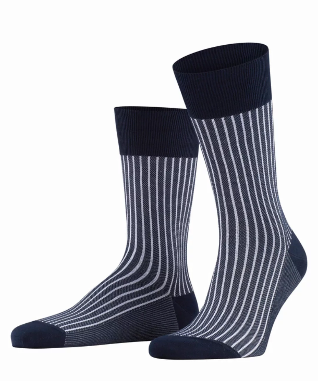 FALKE Oxford Stripe Herren Socken, 47-48, Blau, Rippe, Baumwolle, 13379-615 günstig online kaufen