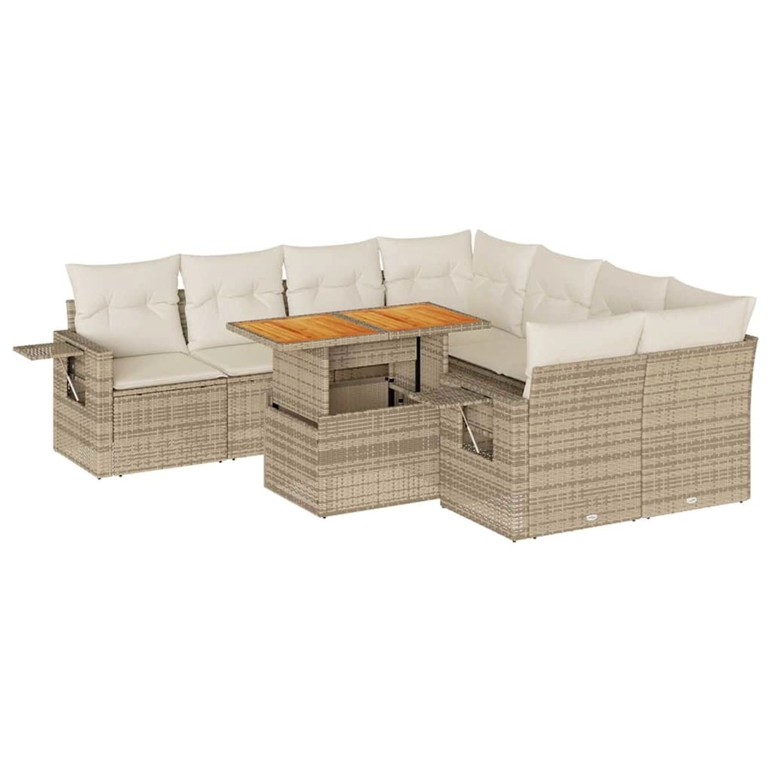 vidaXL 9-Tlg Garten-Sofagarnitur mit Kissen Beige Poly Rattan 3327131 günstig online kaufen