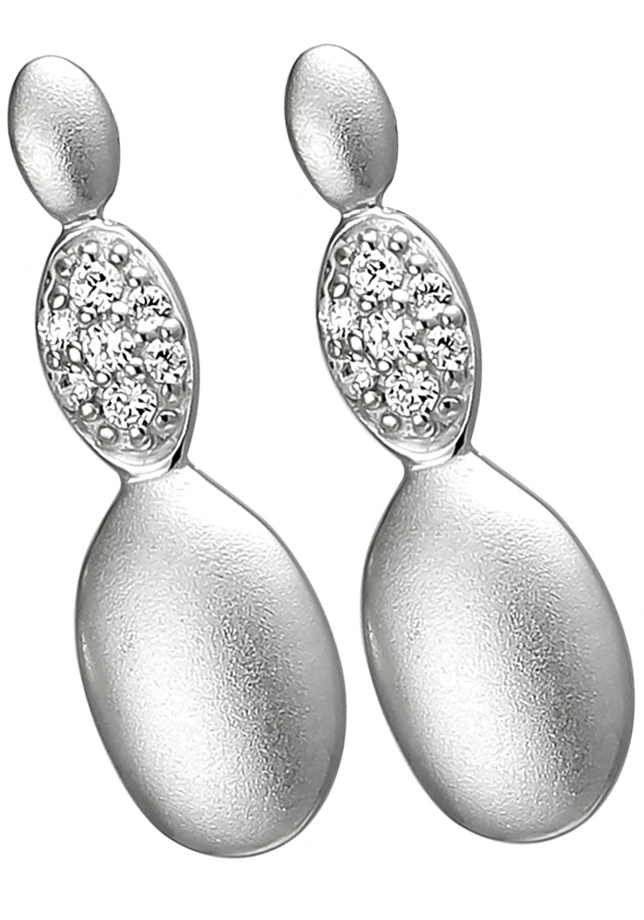 JOBO Paar Ohrstecker "Ohrringe mit 14 Zirkonia", 925 Silber matt günstig online kaufen