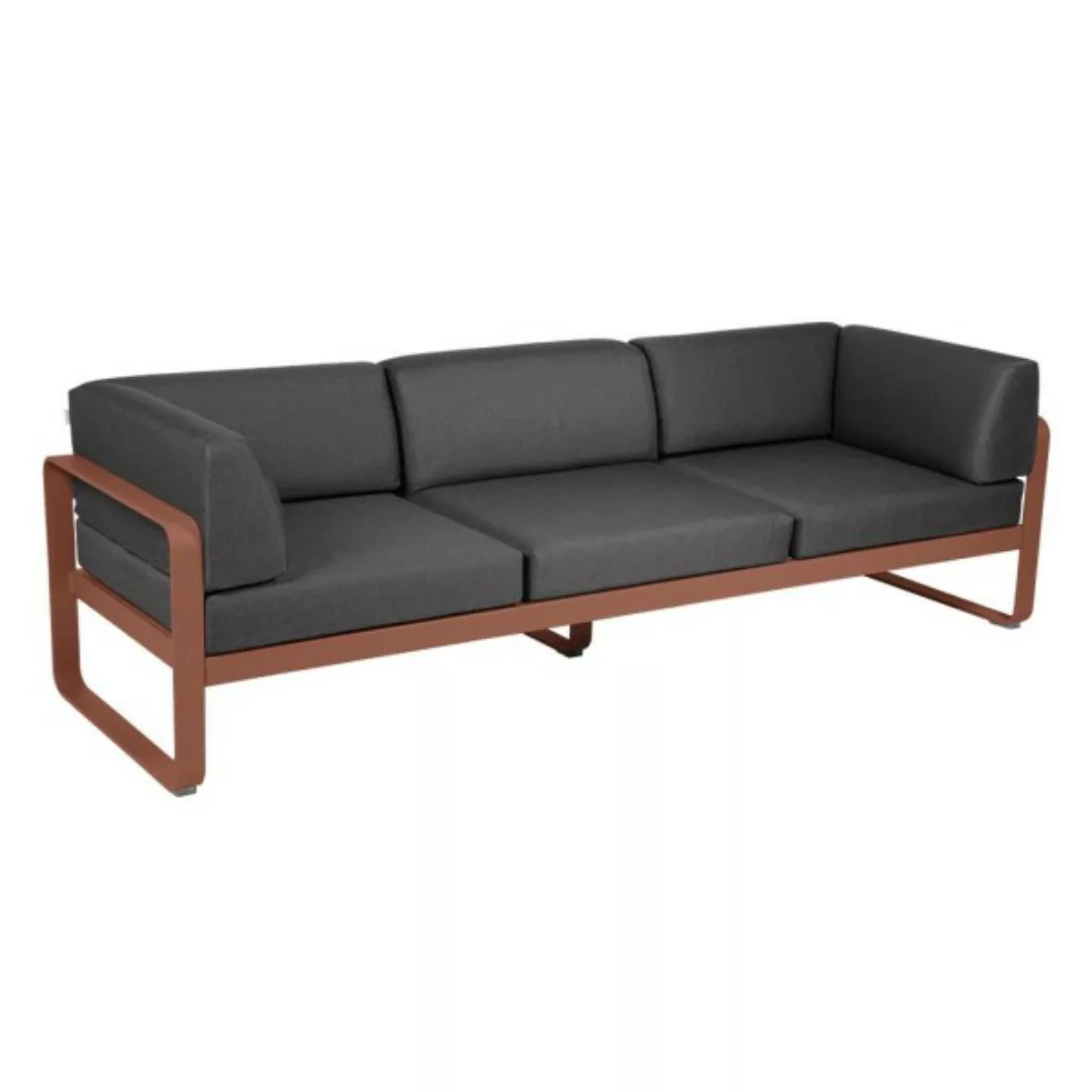 Bellevie 3-Sitzer Club Sofa Outdoor 20 Ockerrot A3 Graphitgrau günstig online kaufen