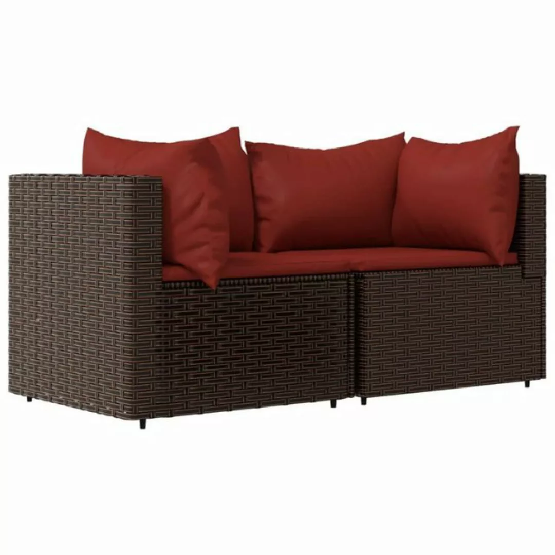 vidaXL Loungesofa Garten-Ecksofas mit Kissen 2 Stk. Braun Poly Rattan, 1 Te günstig online kaufen