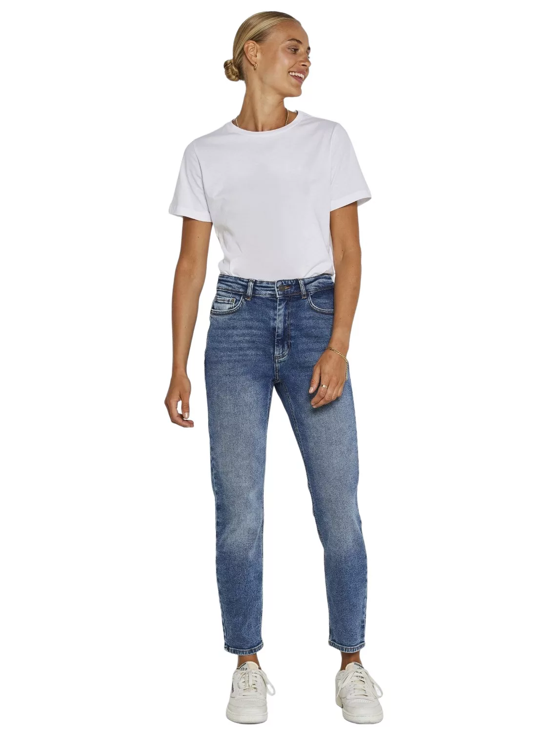 Noisy May Damen Jeans NMMON Straight Fit Blau - Dark Blue Denim günstig online kaufen