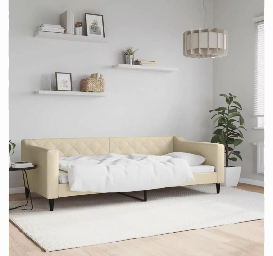 vidaXL Gästebett Gästebett Tagesbett Creme 90x200 cm Stoff Bett Bettgestell günstig online kaufen