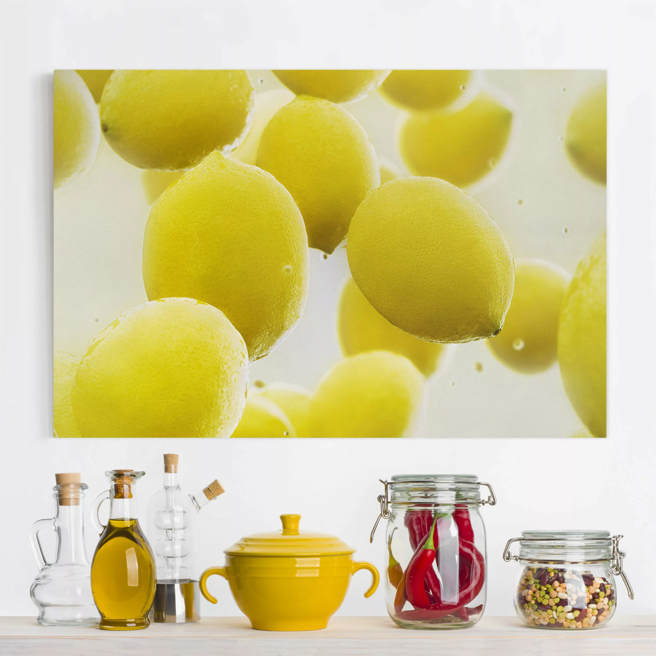 Leinwandbild Küche - Querformat Zitronen im Wasser günstig online kaufen
