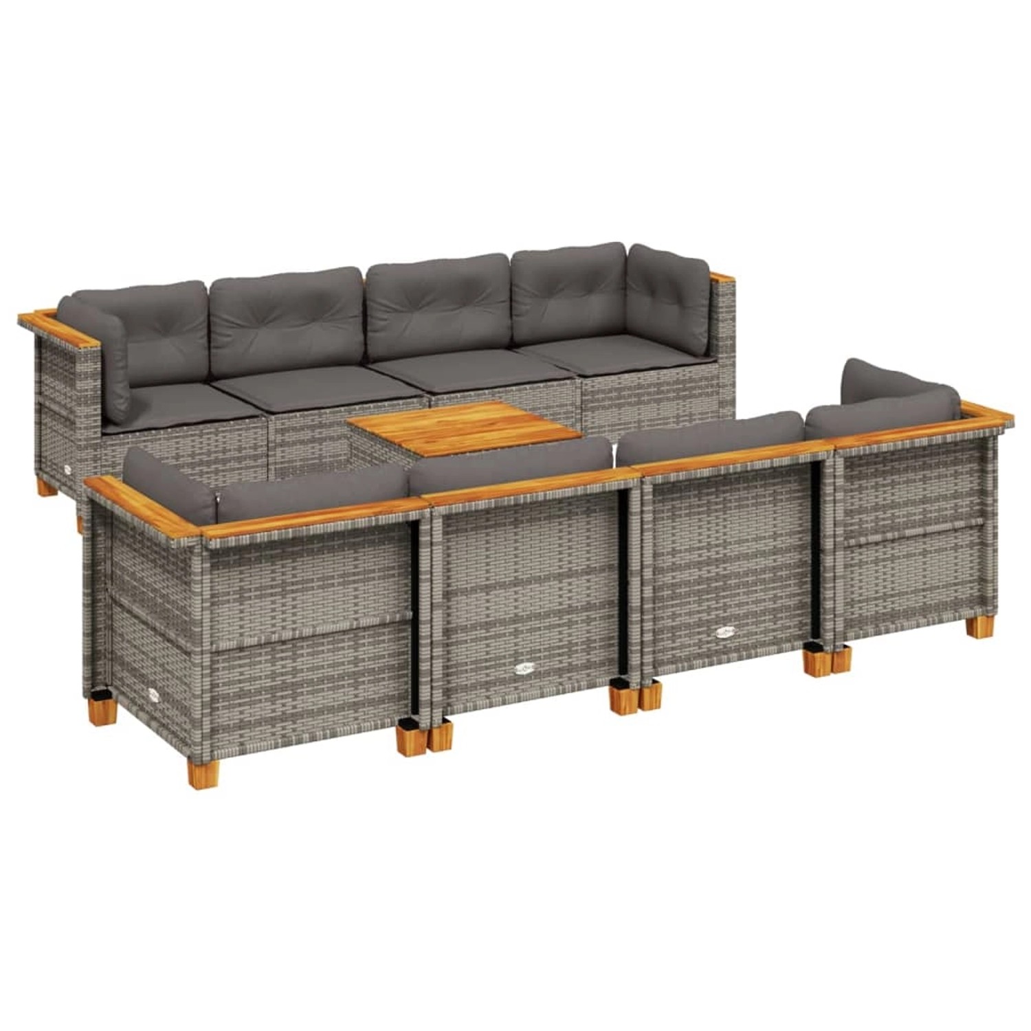 vidaXL 9-Tlg Garten-Sofagarnitur mit Kissen Grau Poly Rattan 3261768 günstig online kaufen