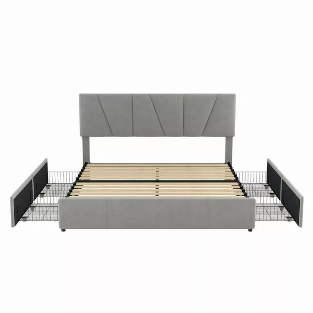 OKWISH Bett Double Size Polster Plattform Bett, gepolstertes Bett (mit vier günstig online kaufen