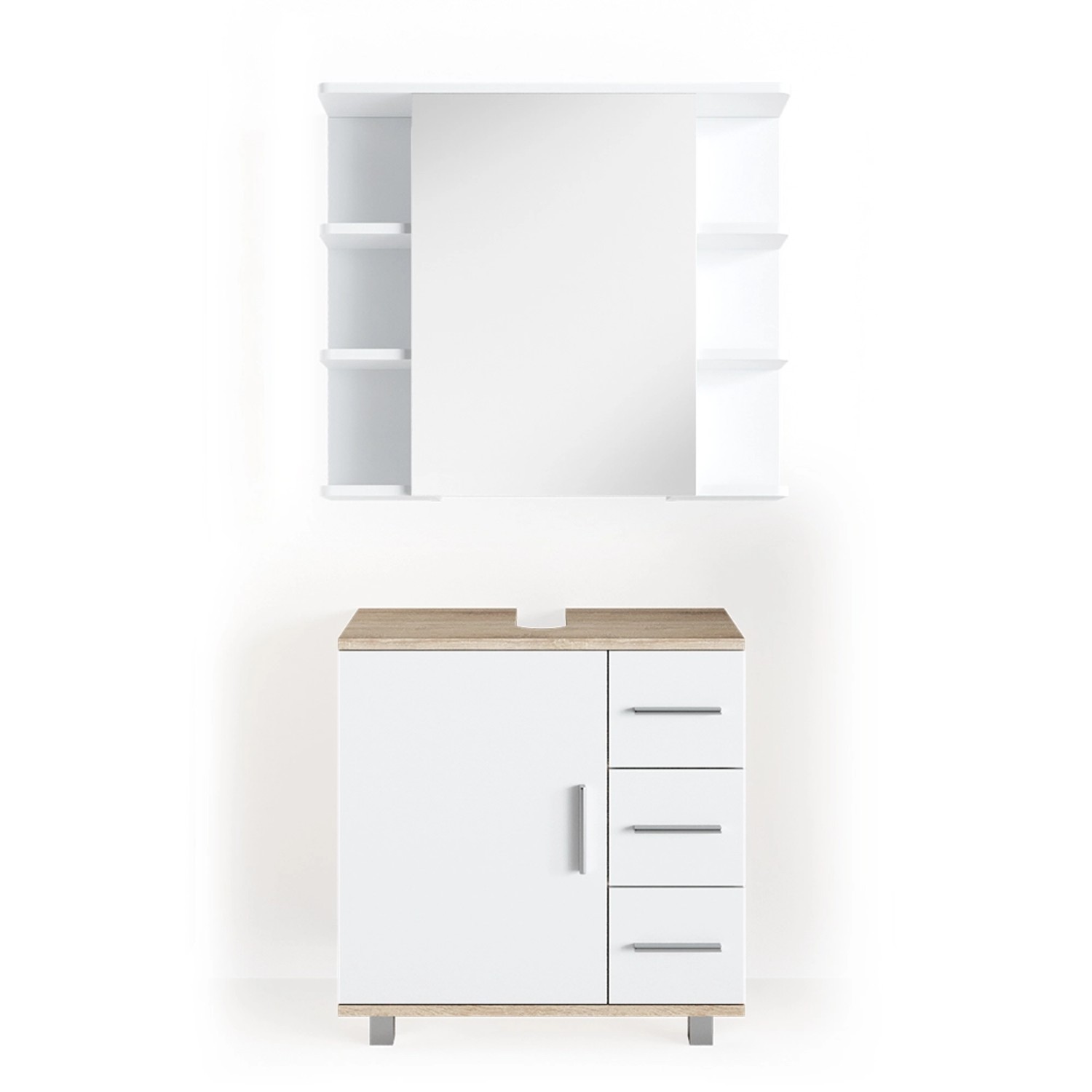 Vicco Badmöbel-Set Ilias, Weiß/Sonoma, 2 Teile, günstig online kaufen