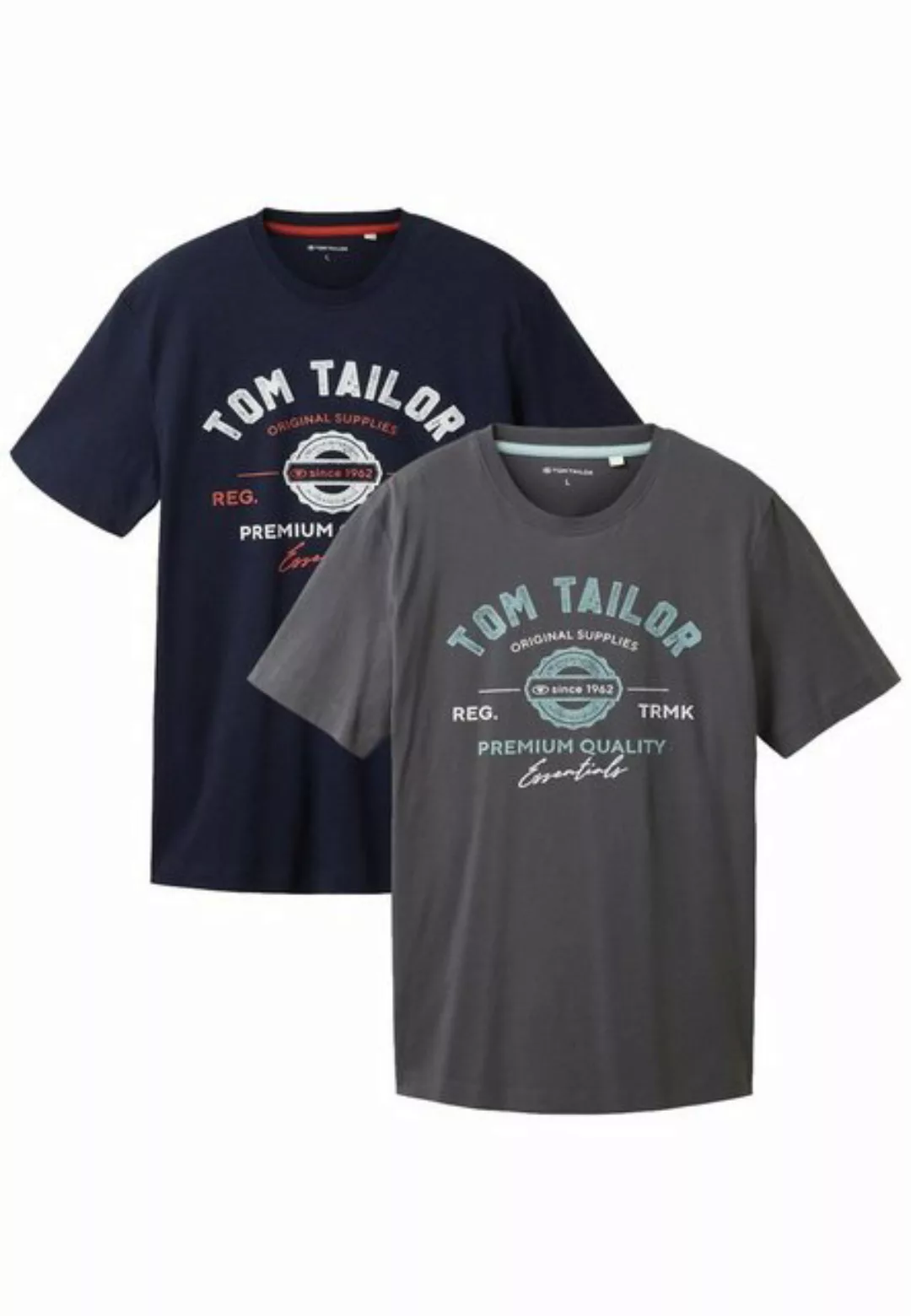 TOM TAILOR T-Shirt Logo T-Shirt 2-er Pack Kurzarm Set mit Logo Print (2-tlg günstig online kaufen