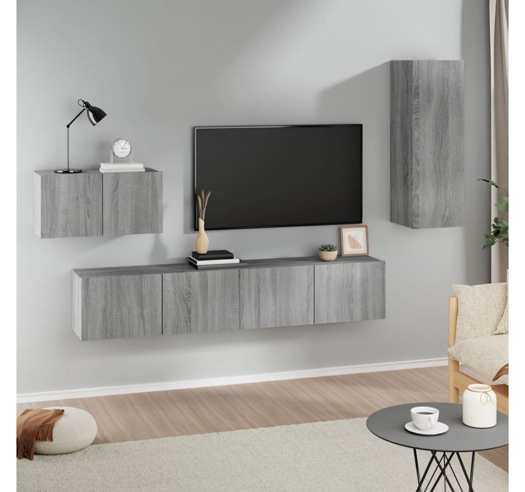 vidaXL TV-Schrank 4-tlg. TV-Schrank-Set Grau Sonoma Holzwerkstoff (4-St) günstig online kaufen