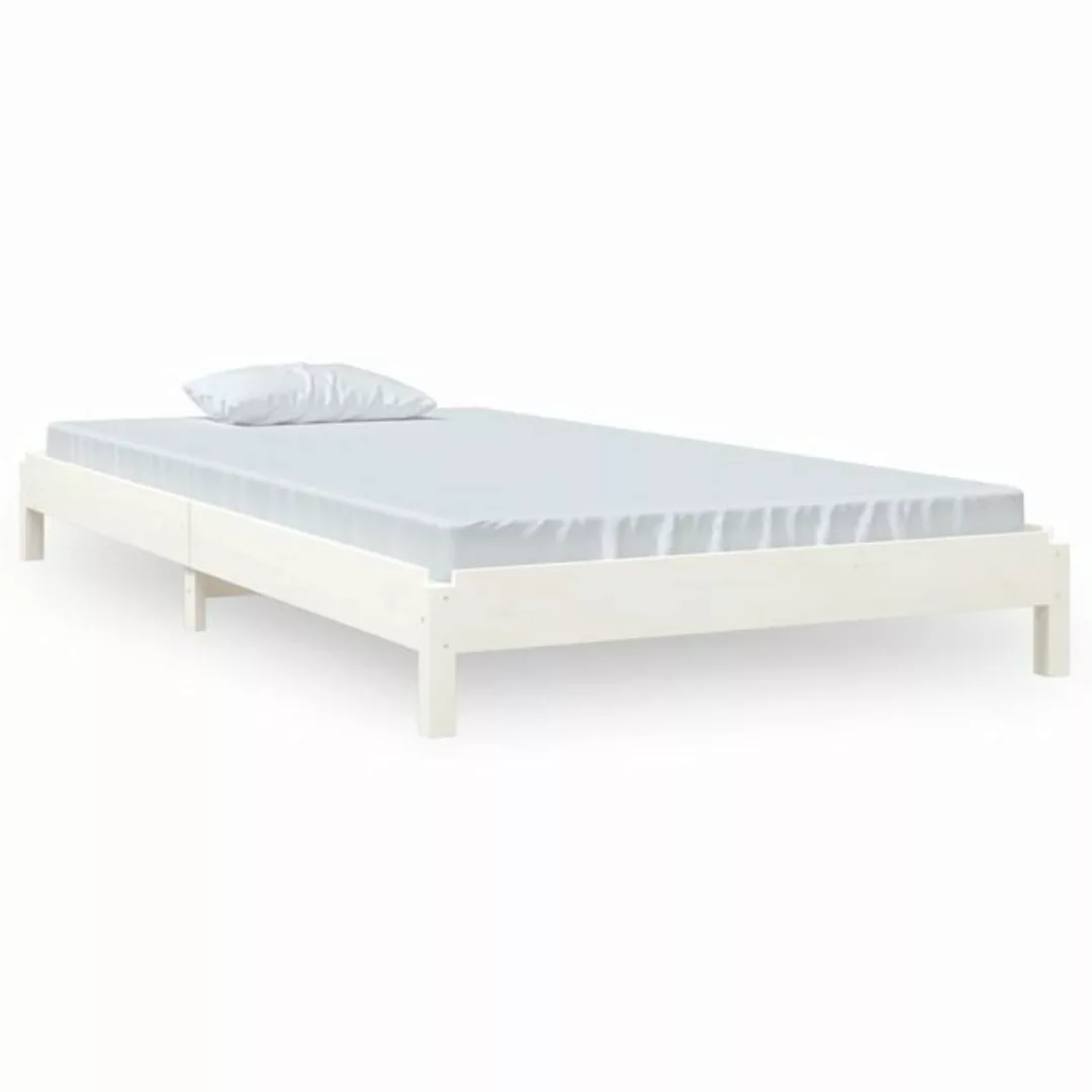 furnicato Bett Stapelbett Weiß 100x200 cm Massivholz Kiefer günstig online kaufen