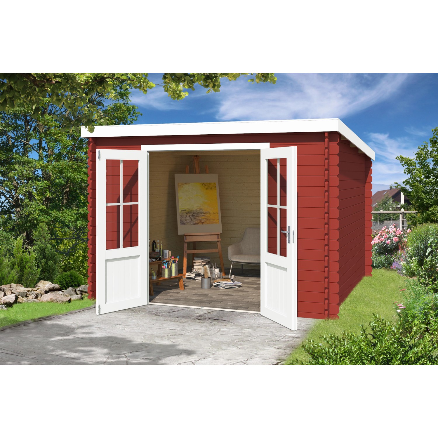 Lasita Holz-Gartenhaus Atlanta Schwedenrot 312 cm x 258,7 cm günstig online kaufen