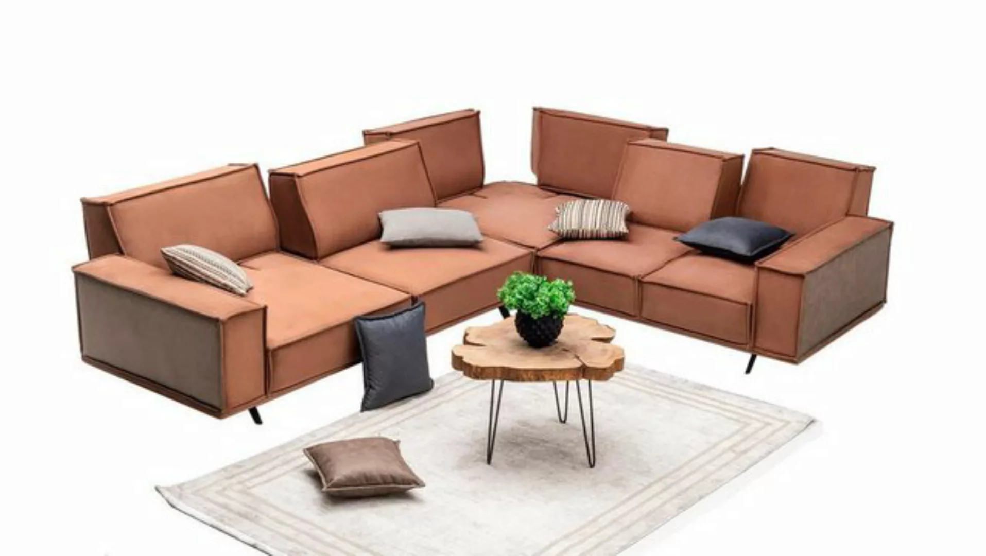 JVmoebel Ecksofa Braun Couch Sofa Ecksofa Lounge Wohnraumsofa Wohnzimmer, 1 günstig online kaufen