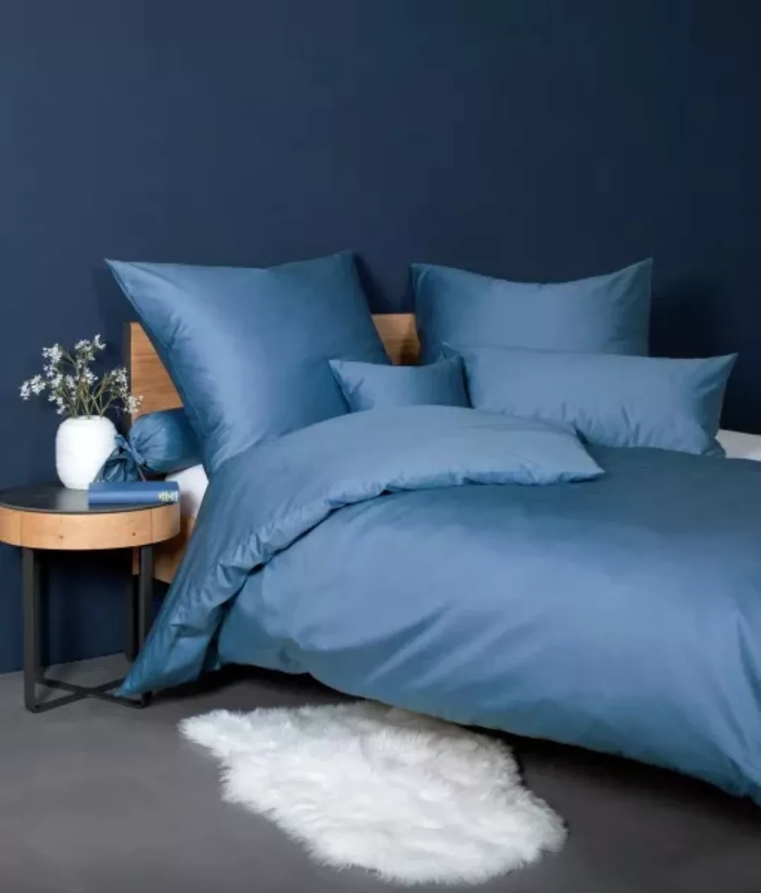 Janine Mako-Satin-Bettwäsche Colors 31001 jeansblau Größe:  80x80 cm günstig online kaufen