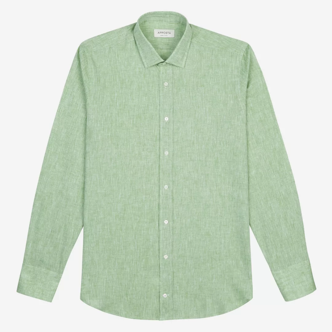 Hemd  einfarbig  grün baumwoll-leinen leinwandbindung, kragenform  modernis günstig online kaufen