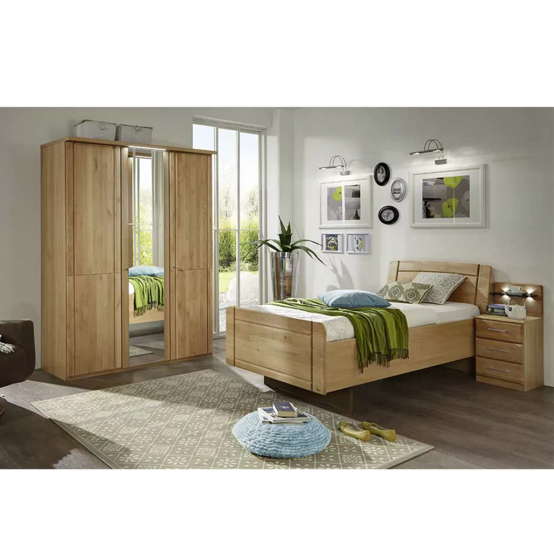 Schlafzimmer Set aus Erle Bett 120x200 (dreiteilig) günstig online kaufen