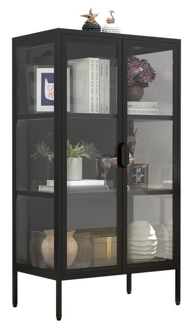 VCM Standvitrine Stahl Glas Standvitrine Vitrine Schaukasten FlokaM günstig online kaufen