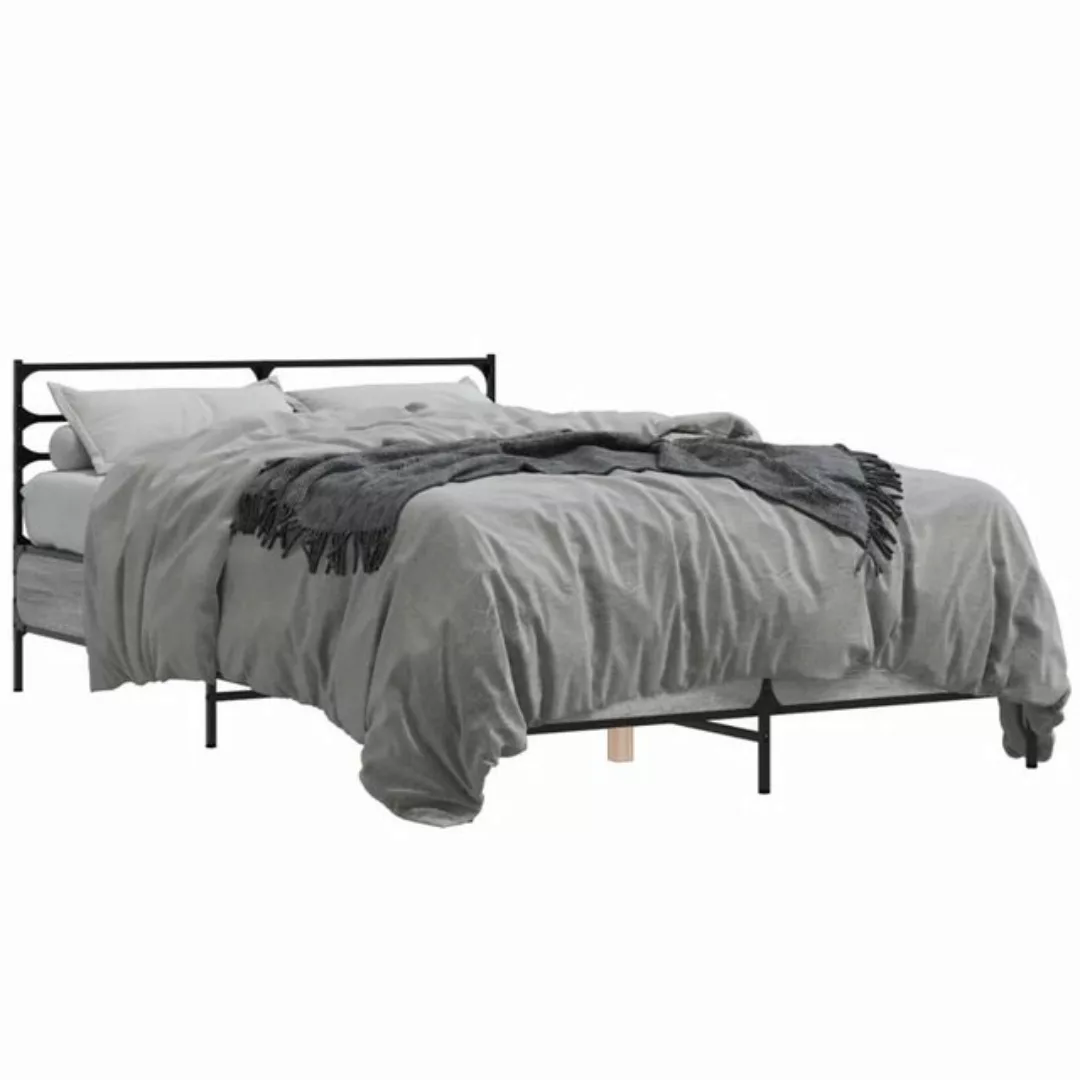 vidaXL Bett Bettgestell Braun Eichen-Optik 140x190 cm Holzwerkstoff Metall günstig online kaufen